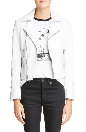 Women's Saint Laurent Leather Moto Jacket Us / 36 Fr - White