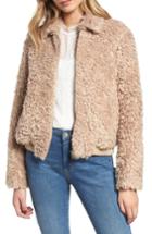 Women's Endless Rose Teddy Bear Faux Fur Jacket - Beige