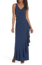 Women's Vince Camuto Laguna Faux Wrap Gown (similar To 14w) - Blue