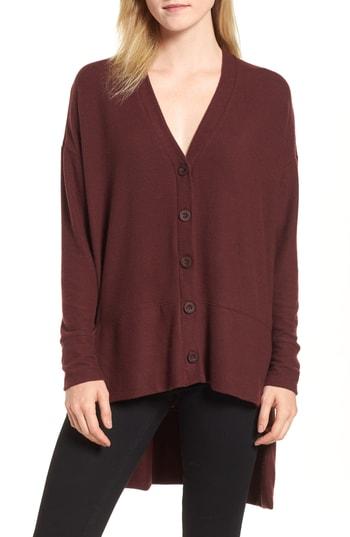 Women's Gibson High/low Easy Cardigan - Burgundy