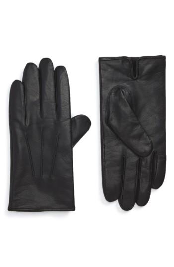 Men's Boss Hainz Leather Gloves - Black