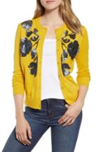 Women's J.crew Sequin Floral Embroidered Jackie Cardigan - Yellow