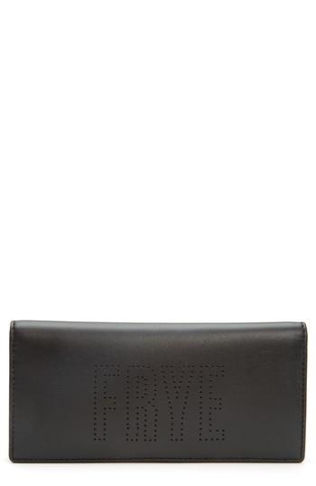 Women's Frye Carson Perforated Logo Slim Leather Wallet - Black