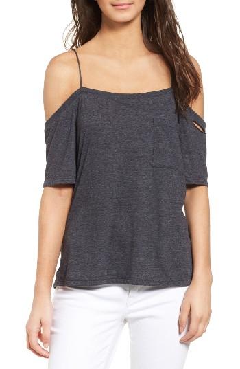 Women's Treasure & Bond Distressed Off The Shoulder Top, Size - Grey