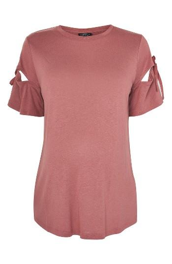 Women's Topshop Ribbon Tie Sleeve Maternity Tee Us (fits Like 2-4) - Pink