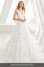 Women's Rosa Clara Denice Illusion V-neck Lace & Tulle Gown, Size - White