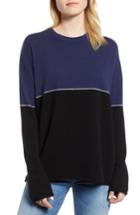 Women's Velvet By Graham & Spencer Cashmere Colorblock Sweater - Black