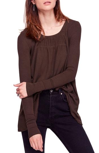 Women's Free People Love Valley Long Sleeve High/low Top - Green