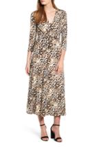 Women's Chaus Leopard Faux Wrap Maxi Dress