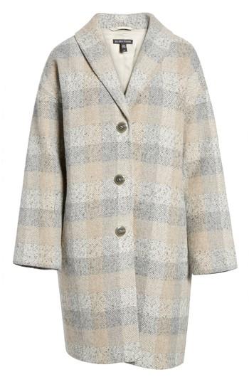 Women's Eileen Fisher Plaid Alpaca Blend Coat - Grey