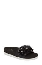 Women's Linea Paolo Lotus Embellished Flower Sandal Slide M - Black