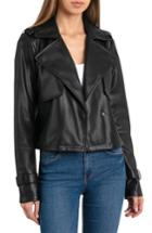 Women's Bagatelle Faux Leather Moto Jacket - Black