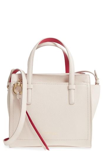 Salvatore Ferragamo Gancio Small Bicolor Leather Tote - Beige