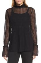 Women's Anne Klein Bell Sleeve Stretch Lace Blouse - Black