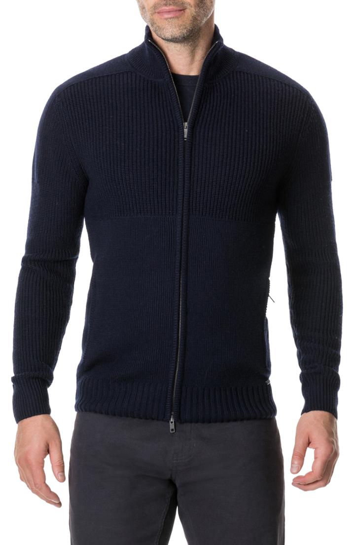 Men's Rodd & Gunn Kina Beach Merino Wool Zip Sweater - Blue