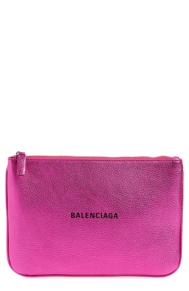 Balenciaga Everyday Leather Pouch - Pink