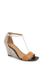 Women's Calvin Klein 'niall' T-strap Wedge Sandal M - Metallic