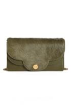 Women's See By Chloe Polina Genuine Calf Hair & Leather Wallet On A Chain - Green
