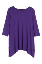 Women's Eileen Fisher Tiered Handkerchief Hem Tunic, Size - Purple
