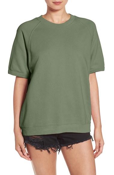 Women's Sincerely Jules 'cara' Short Sleeve Sweatshirt - Green