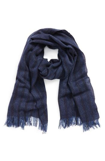 Men's John Varvatos Stripe Dyed Cashmere Scarf, Size - Blue