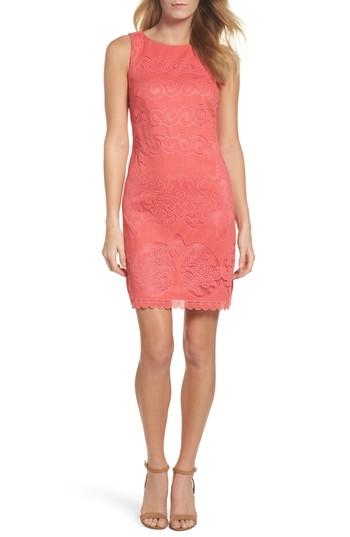 Women's Eliza J Sleeveless Scallop Hem Sheath Dress - Coral