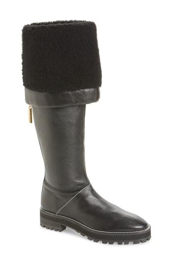 Women's Stuart Weitzman Renata Genuine Shearling Boot M - Black