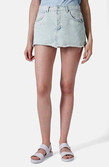 Topshop Moto Bleach Wash Cutoff Skirt (light Denim) Light Denim