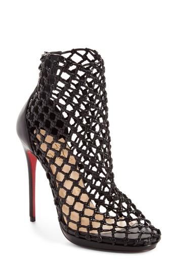 Women's Christian Louboutin Porligat Cage Bootie .5us / 39.5eu - Black