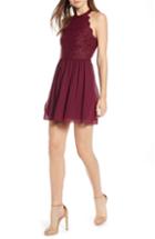 Women's Speechless Sleeveless Fit & Flare Dress - Burgundy