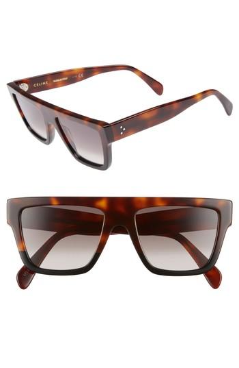 Women's Celine 59mm Square Sunglasses - Blonde Havana/ Black/ Green