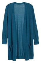 Women's Halogen Long Linen Blend Cardigan - Blue/green