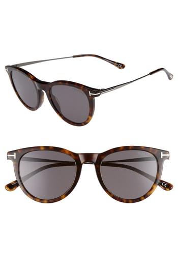 Women's Tom Ford 51mm Cat Eye Sunglasses - Dark Havana/ Smoke
