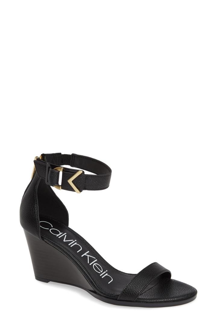 Women's Calvin Klein Wilhelmina Wedge Sandal M - Black