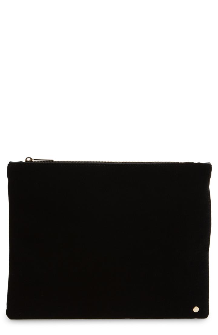 Mali + Lili Iona Velvet & Vegan Leather Clutch - Black