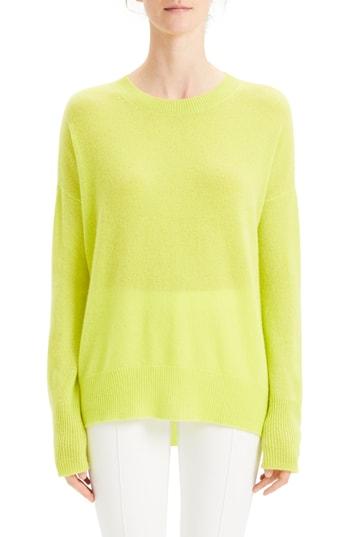 Women's Theory Karenia Long Sleeve Cashmere Sweater, Size - Yellow