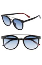 Men's Gucci 52mm Round Sunglasses - Black/ Blue