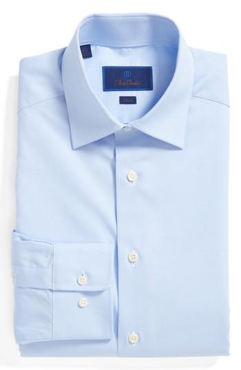 Men's David Donahue Slim Fit Solid Dress Shirt .5 - 32/33 - Blue
