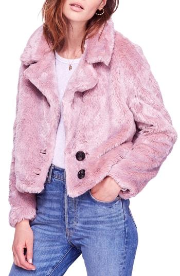 Women's Free People Mena Faux Fur Jacket - Purple