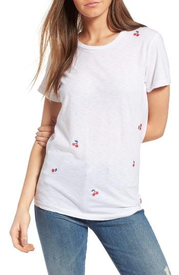 Women's Sundry Cherries Embroidered Boy Tee