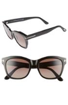 Women's Tom Ford Lauren 52mm Sunglasses - Shiny Black/ Brown Polarized