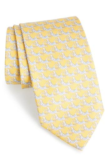 Men's Salvatore Ferragamo Figre Print Silk Tie, Size - Yellow