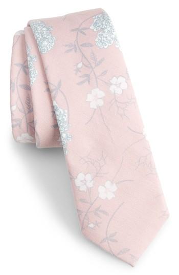 Men's Nordstrom Men's Shop Huntwick Floral Cotton Skinny Tie, Size - Pink