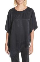 Women's Mm6 Maison Margiela Asymmetrical Lace Trim Satin Top Us / 44 It - Black