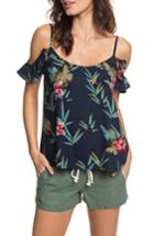 Women's Roxy Dreamland Groove Floral Print Cold Shoulder Top - Blue