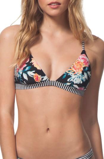 Women's Rip Curl Wild Flower Reversible Triangle Bikini Top - Black
