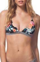 Women's Rip Curl Wild Flower Reversible Triangle Bikini Top - Black