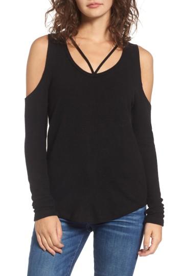 Women's Lna Meridian Strappy Cold Shoulder Top - Black