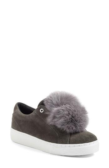 Women's Here/now Heather Genuine Fox Fur Trim Sneaker