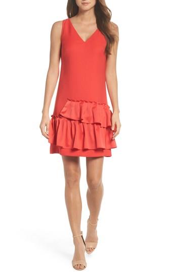 Women's Eliza J Ruffle Hem Sheath Dress - Coral